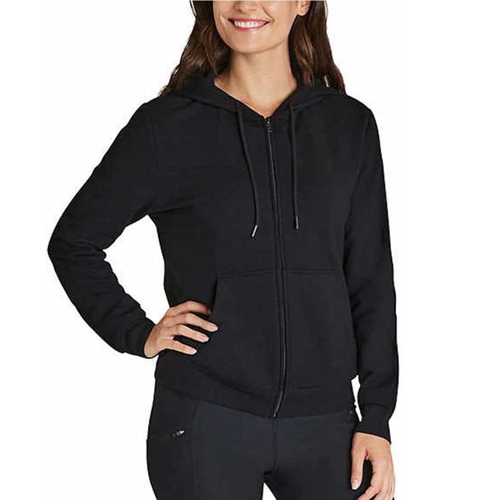 NWT Eddie Bauer Women's Relaxed Fit Ultra Soft Full Zip Hoodie Black XS $70 SS39